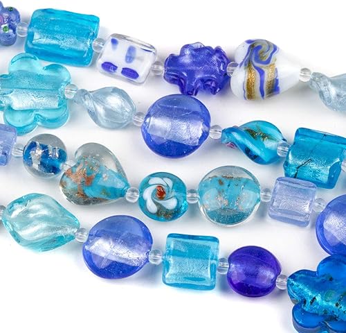 Cherry Blossom Beads Cuentas mezcladas de cristal de cristal hecho a mano, 4 hebras surtidas de 8 pulgadas