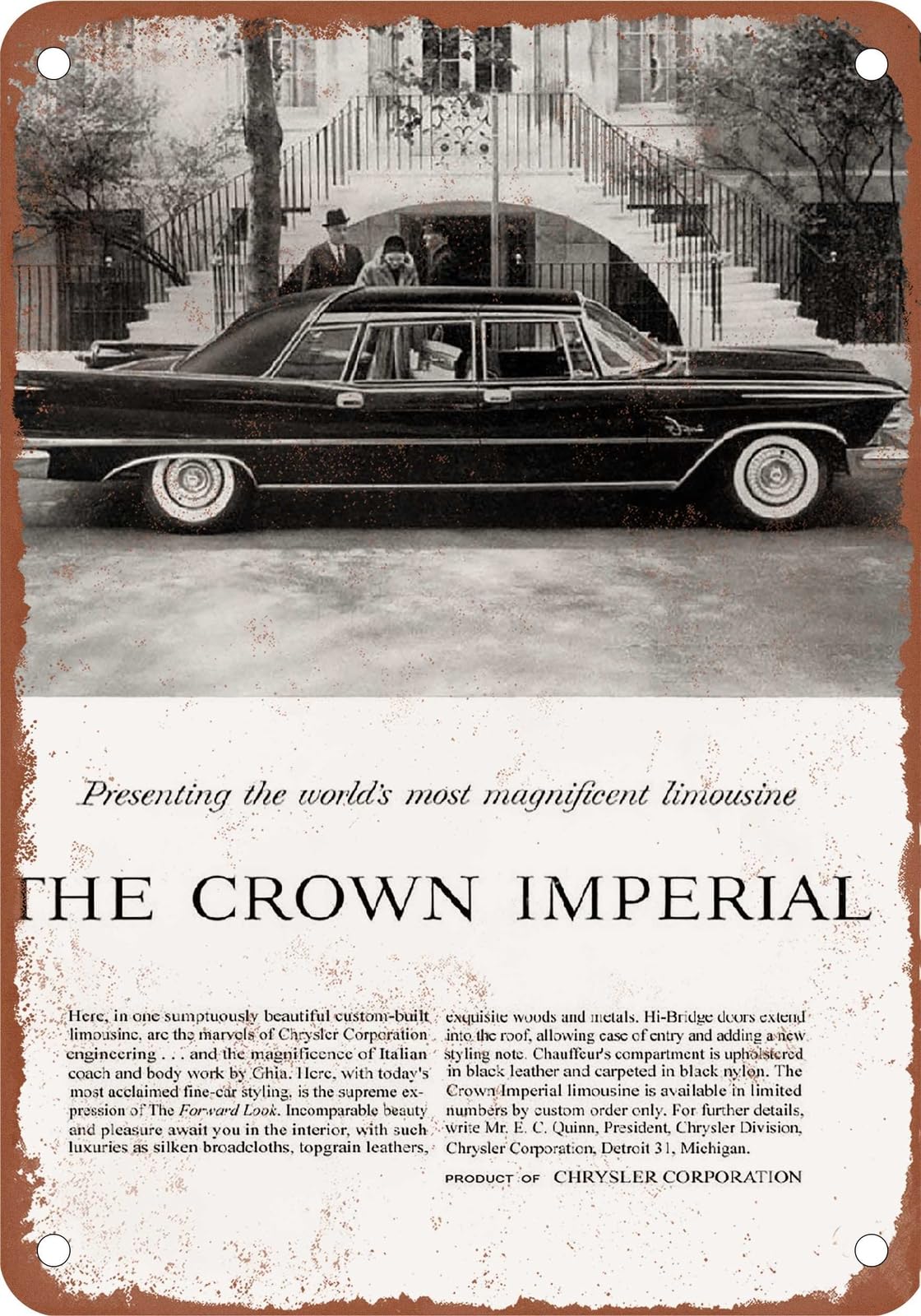 METAL SIGN - 1958 Imperial Vintage Ad 11 - Old Retro Rusty Look home decor