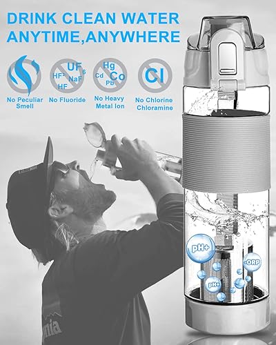 Miniatura 5 de Filterelated Botella de agua alcalina rápida de 22 onzas, botella de agua mineralizada que reduce ORP Kangen, botella de agua alcalina 9.5, una