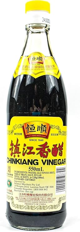 Heng Shun - Set of 2 Bottles of Black Chinkiang Vinegar in 550 ml Glass Bottle – Traditional Chinese Rice Vinegar (Black) Ideal for Sauces and Seasonings