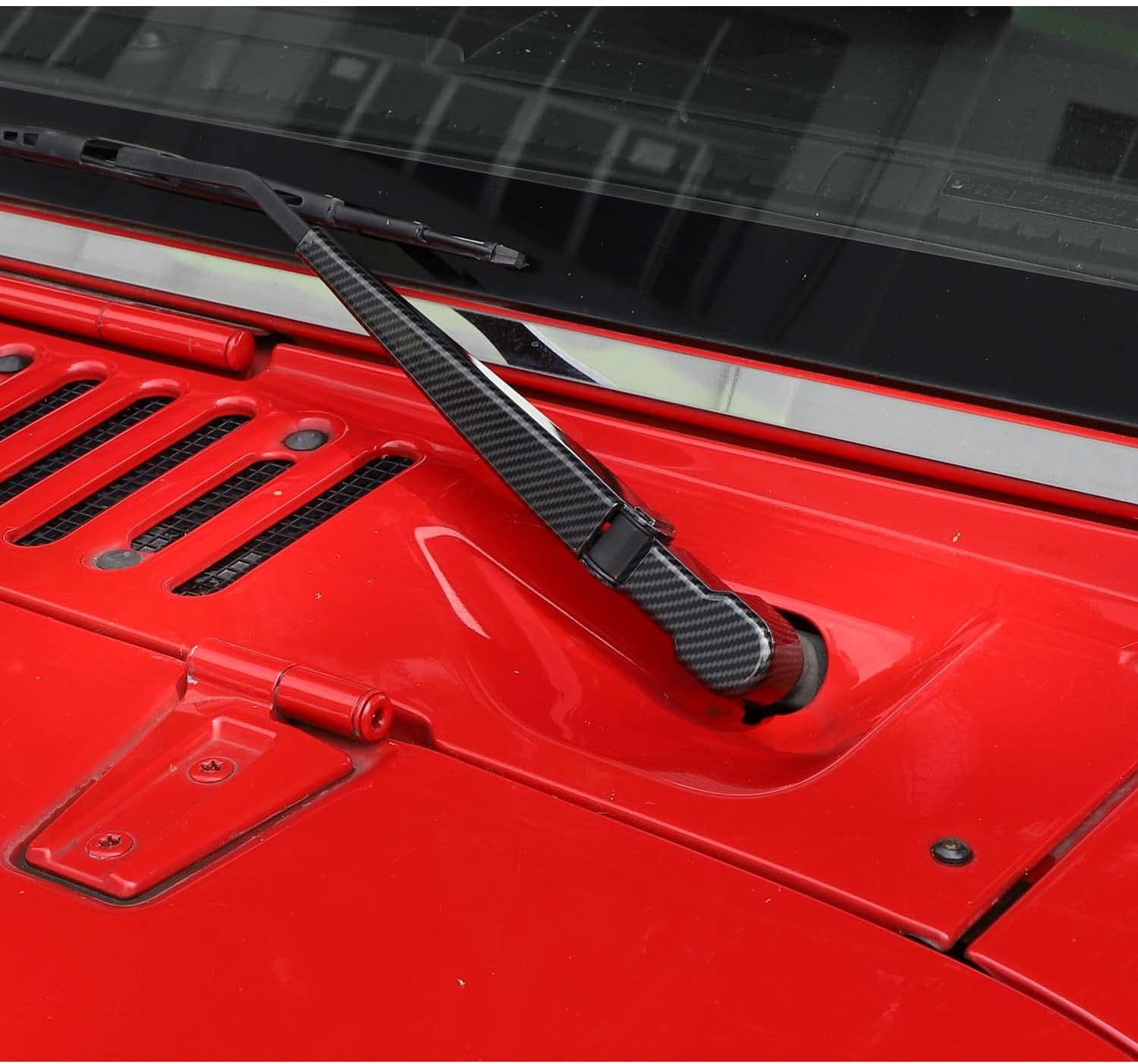 Windshield Wiper Blades Trim Cover,Front & Rear Window Wiper Arm Blade Kit Decoration Accessories for Jeep Wrangler JK JKU 2007-2017 (Carbon Fiber Grain)