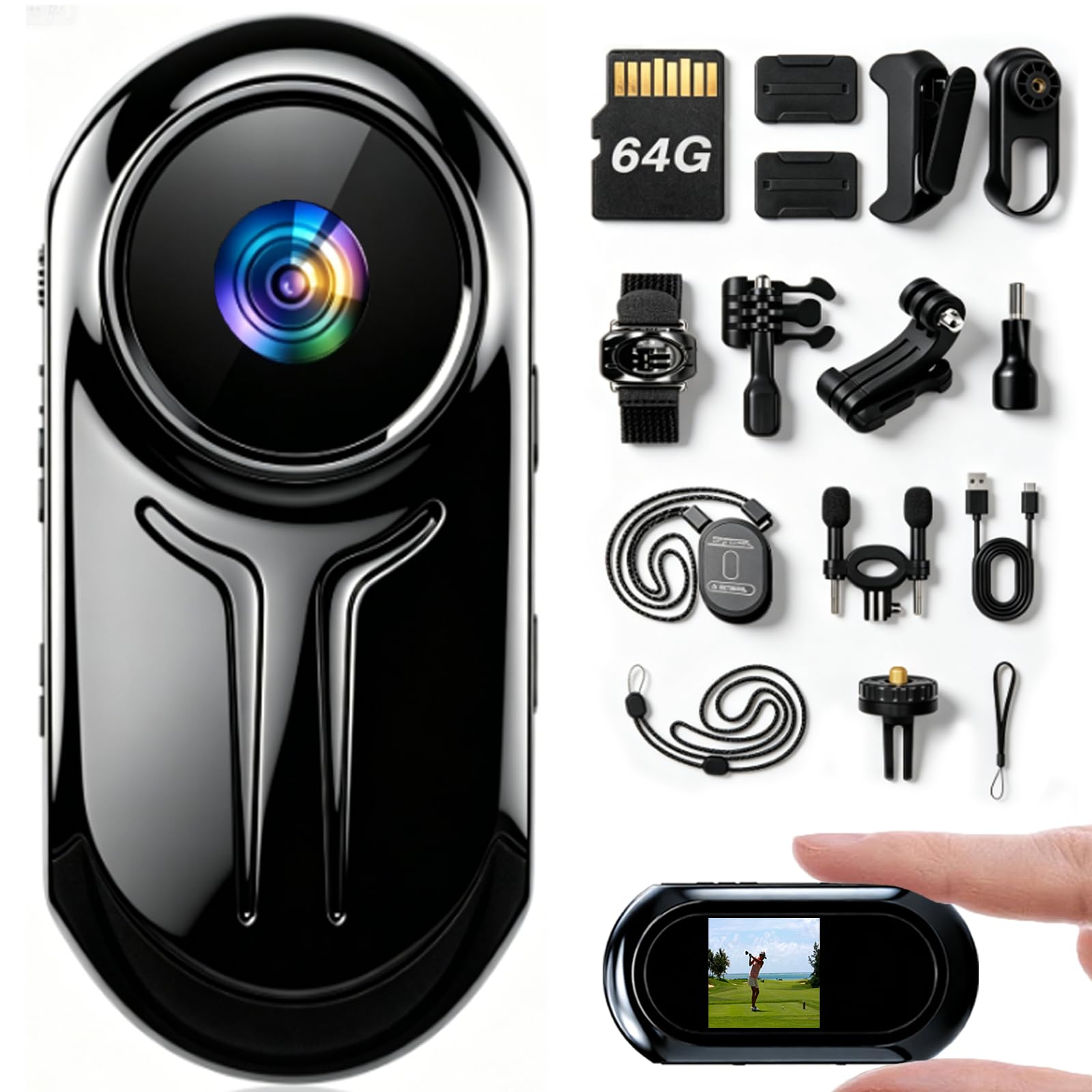 Upgraded Mini Body Cameras with Audio and Video Recording, POV Camera, Thumb Size Sport Action Camera, Hand Free Camcorder for Cycling,Travel,Pet,Vlogging, 64GB Black-image-18