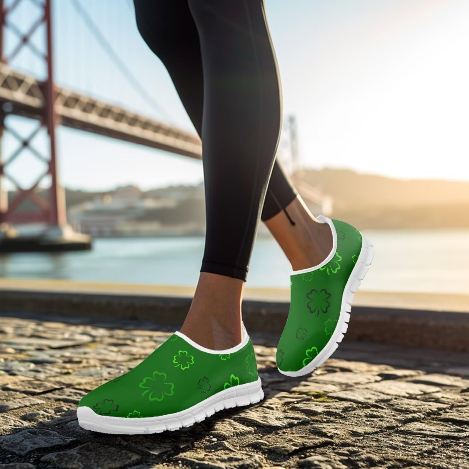 Męskie buty do chodzenia, wsuwane, trampki, podparcie łuku, lekkie mokasyny do joggingu, biegania, biała podeszwa, Cztery liście, 40 EU