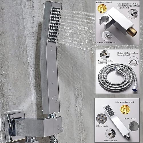 Miniatura 5 de Sistema de ducha termostático con chorros de pulverización corporal de cierre de 12 pulgadas, mezclador de lluvia LED, juego completo que puede