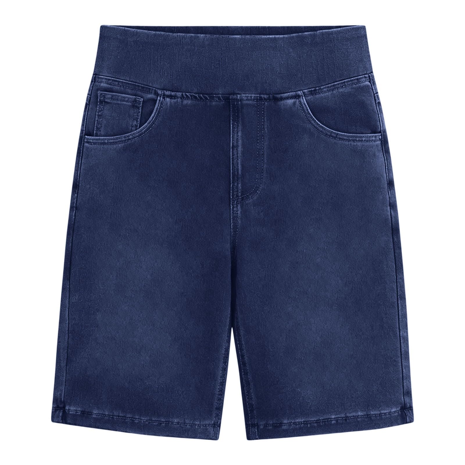 Jeans da donna in denim, pantaloni corti in cotone elasticizzato, a tinta unita, estivi, comodi, per il tempo libero, a gamba dritta, con tasche, pantaloni sportivi