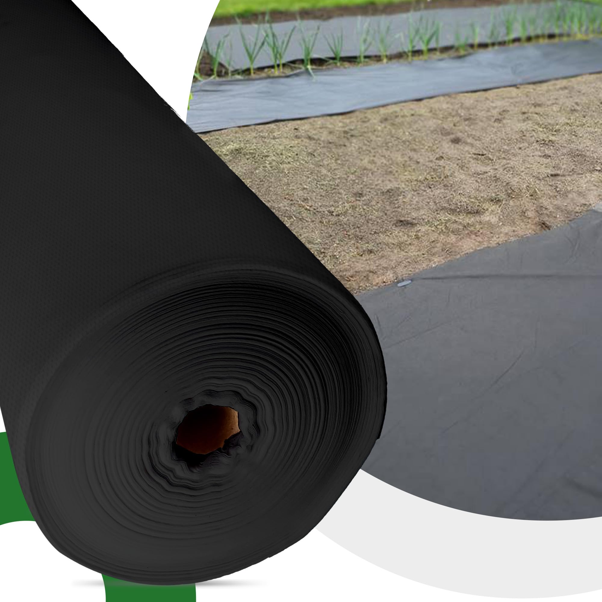 Instalguru Malla Antihierbas 50 g/m² 0,8x50 m Tela Geotextil Negra Resistente UV Jardín Senderos Parterres Suelo Cultivo Protección Maleza Cobertura Exterior Barrera Hierbas