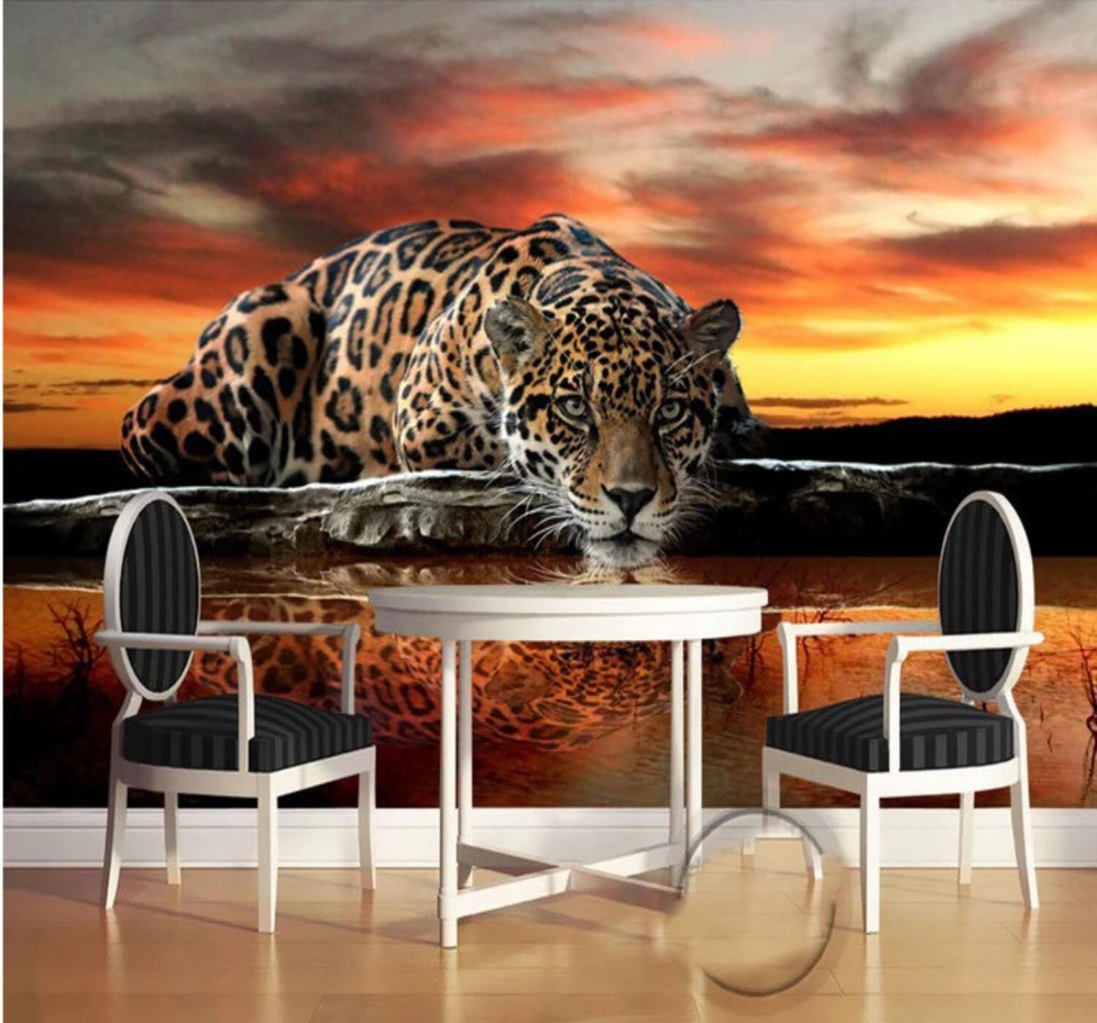 Wallpaper-3D-Xlm 400Cm×280Cm(B×H) Beautiful Sunset Three Dimensional Animals Tiger 3D Wallpaper Easy Install Feature Office Living Room Sofa Bedroom Tv Background Wall Decoration-400Cm×280Cm