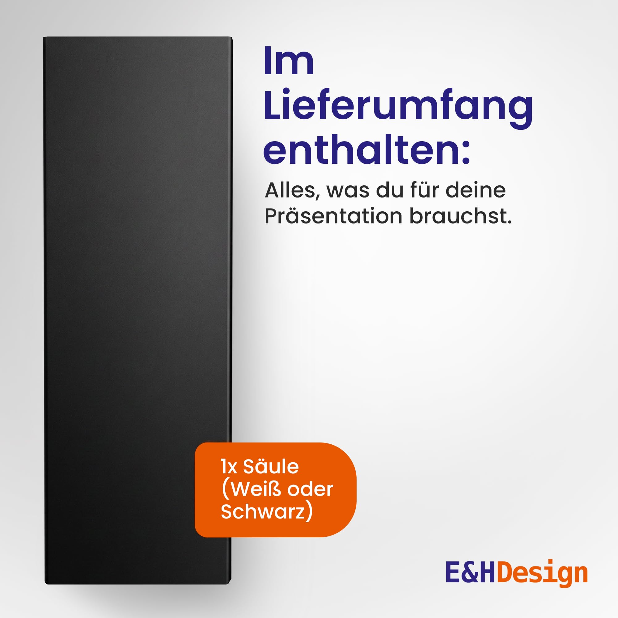 E&H DESIGN Präsentationssäule Schwarz ohne Acrylhaube – Podest & Dekosäule 93,5 cm – Galeriesockel für Skulpturen und Exponate – Schaufenster Vitrine – Ohne Montage