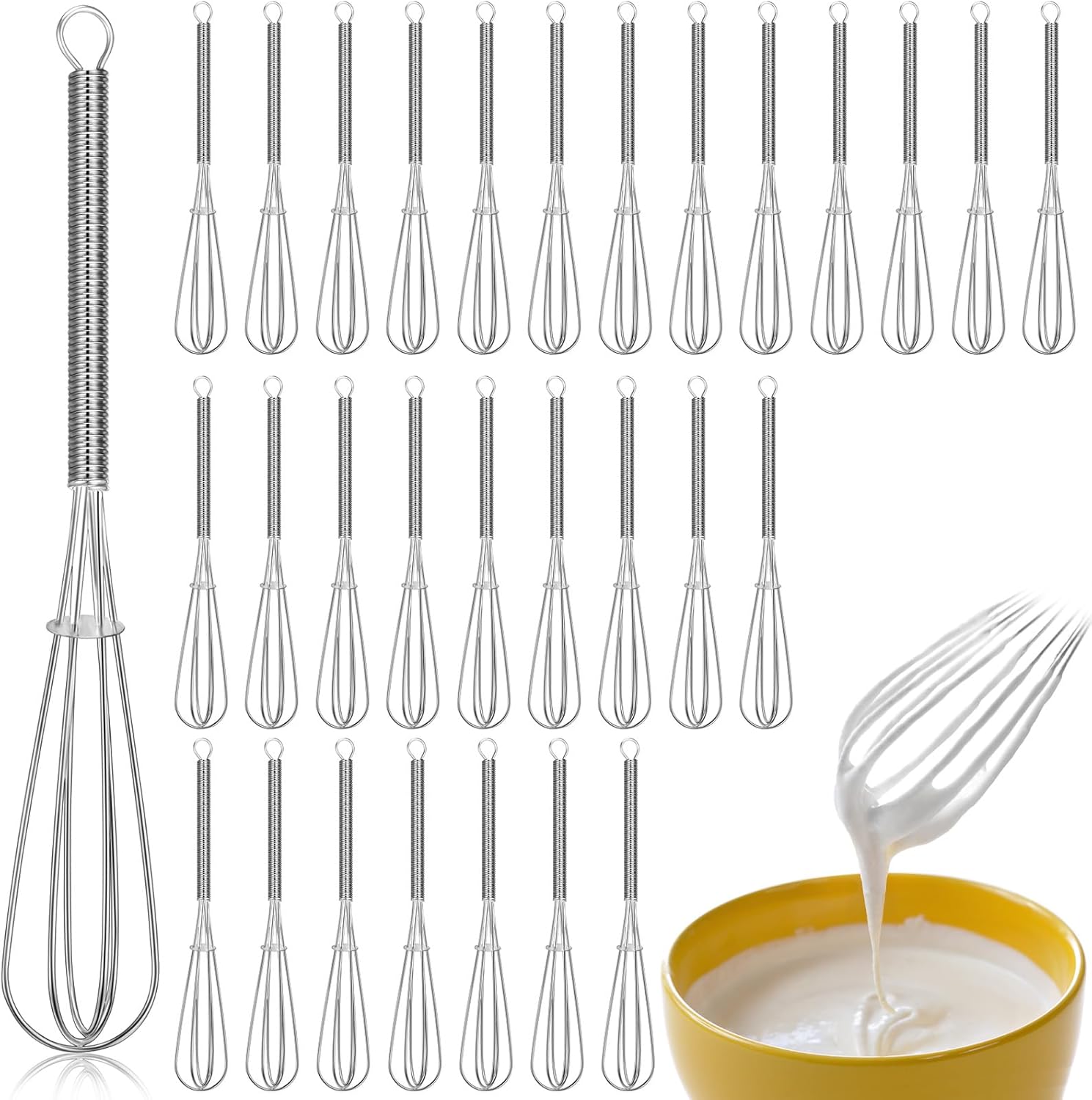 Baderke 6 Inch Mini whisks 30 Pieces Small Whisks Bulk 304 Stainless Steel Tiny Egg Beater In Restaurant, Home, Bakery For Baking, Cooking, Beating Eggs, Mixing Sauces, Blending Ingredients