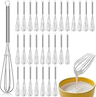 Baderke 30 Pack 6-Inch Mini Stainless Steel Whisks - Tiny Whisks for Baking, Egg Beating, Sauce Mixing & Kids Cooking