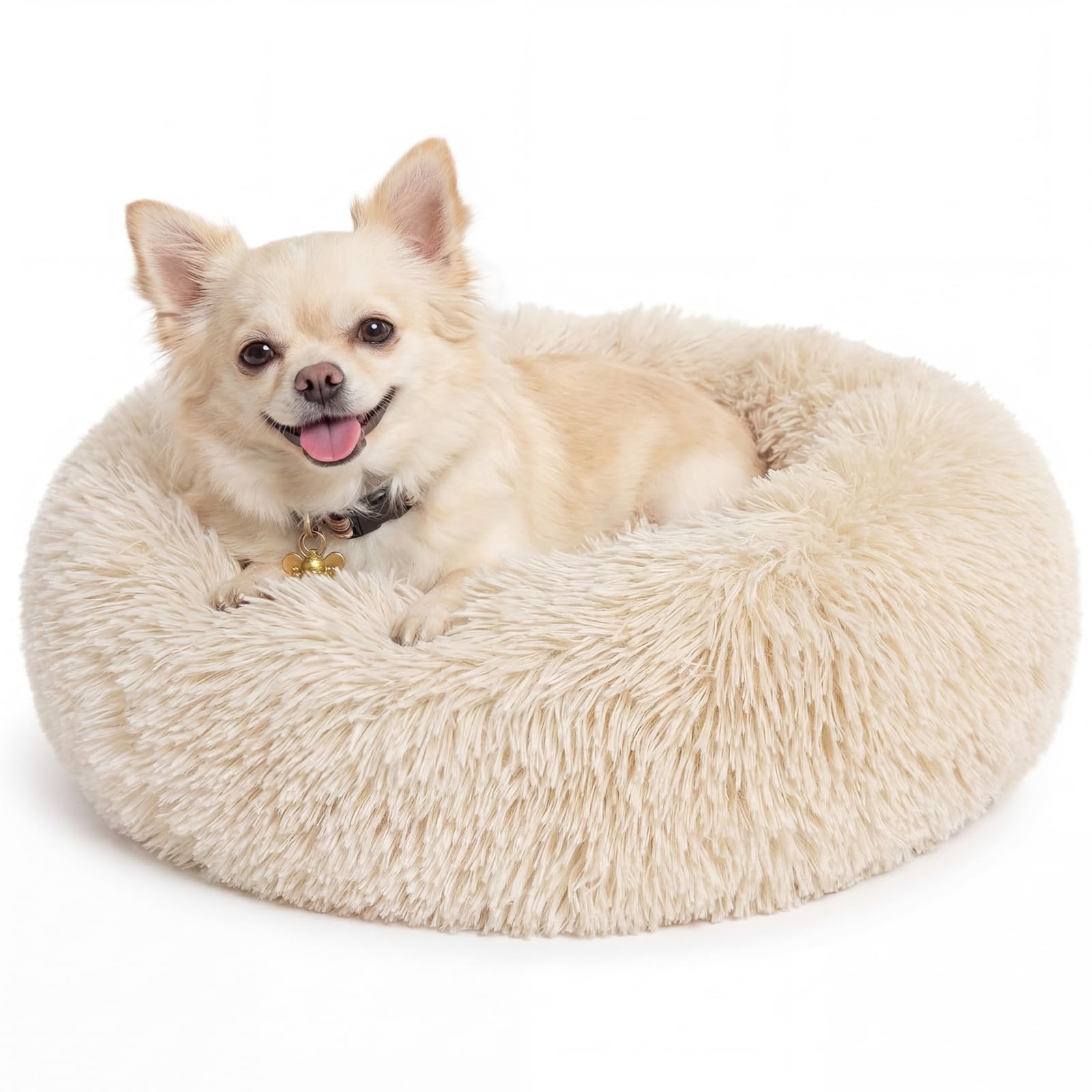 Small Dog Beds,Dog Kennel,Calming Dog Bed,Cat Beds for Indoor Cats,Dog Stuff for Camas para Perros,Puppy Bed,Fluffy and Plush Warming for Doggie,Anxiety and Calming,Warm White Color Bed — image 1