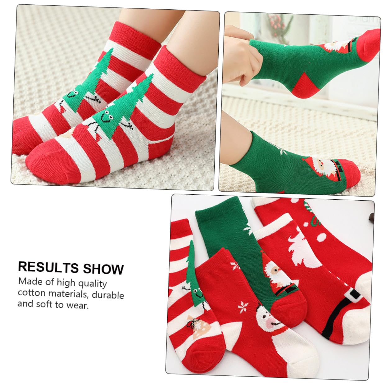 COLLBATH 5paia Calze di Natale per Ragazzo Ragazza Ragazza Calze Medie Cotone Design Cartoni Animati Caldo Comodo per Autunno Inverno