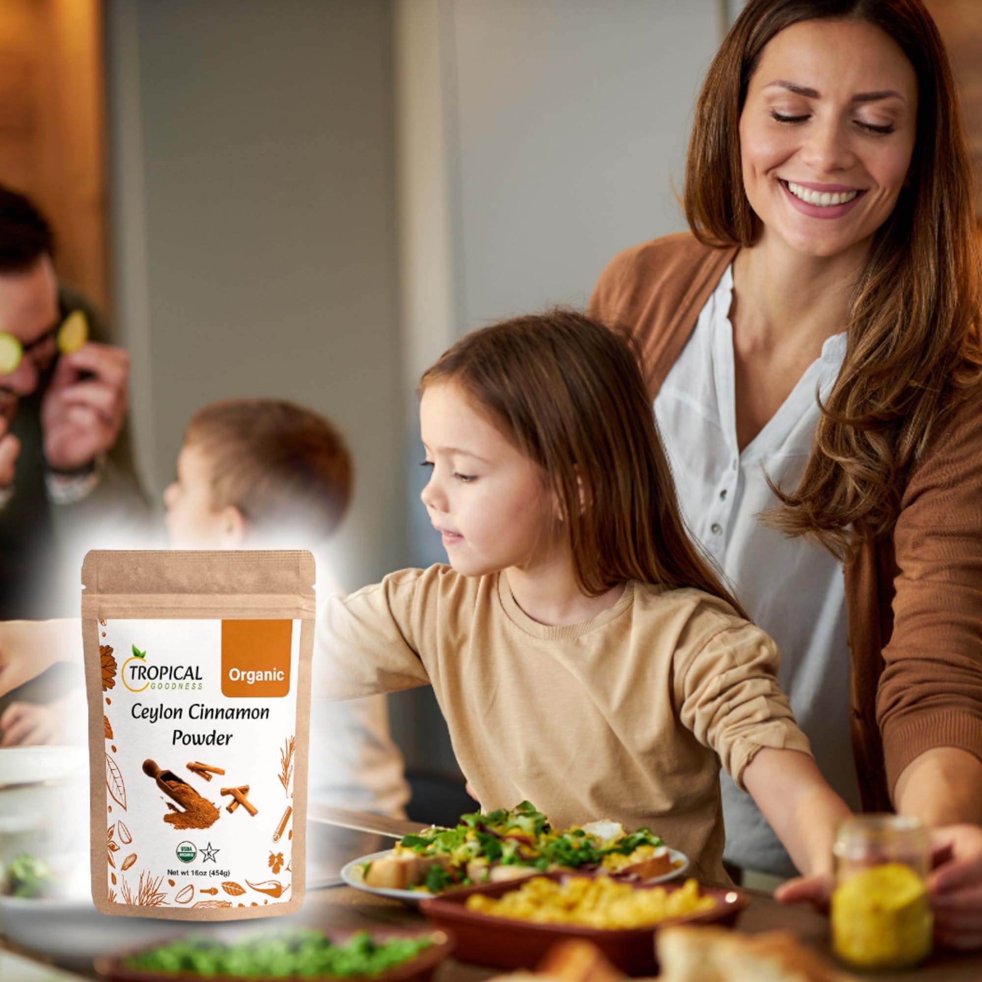 Tropical Goodness Ceylon Cinnamon Powder Organic 16oz/1lb, Authentic Tropical Flavour, USDA & Kosher Certified, Non-GMO, Gluten-Free
