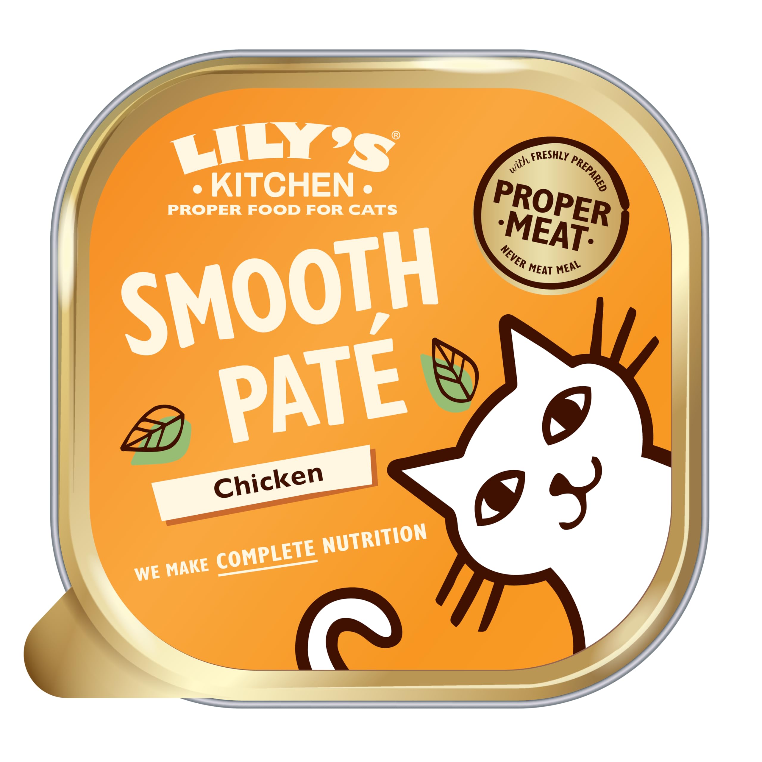 Lily's Kitchen Bandeja de alimento húmedo natural de tipo paté para gatos: receta de pollo sin cereales (19 x 85g Tarrinas)
