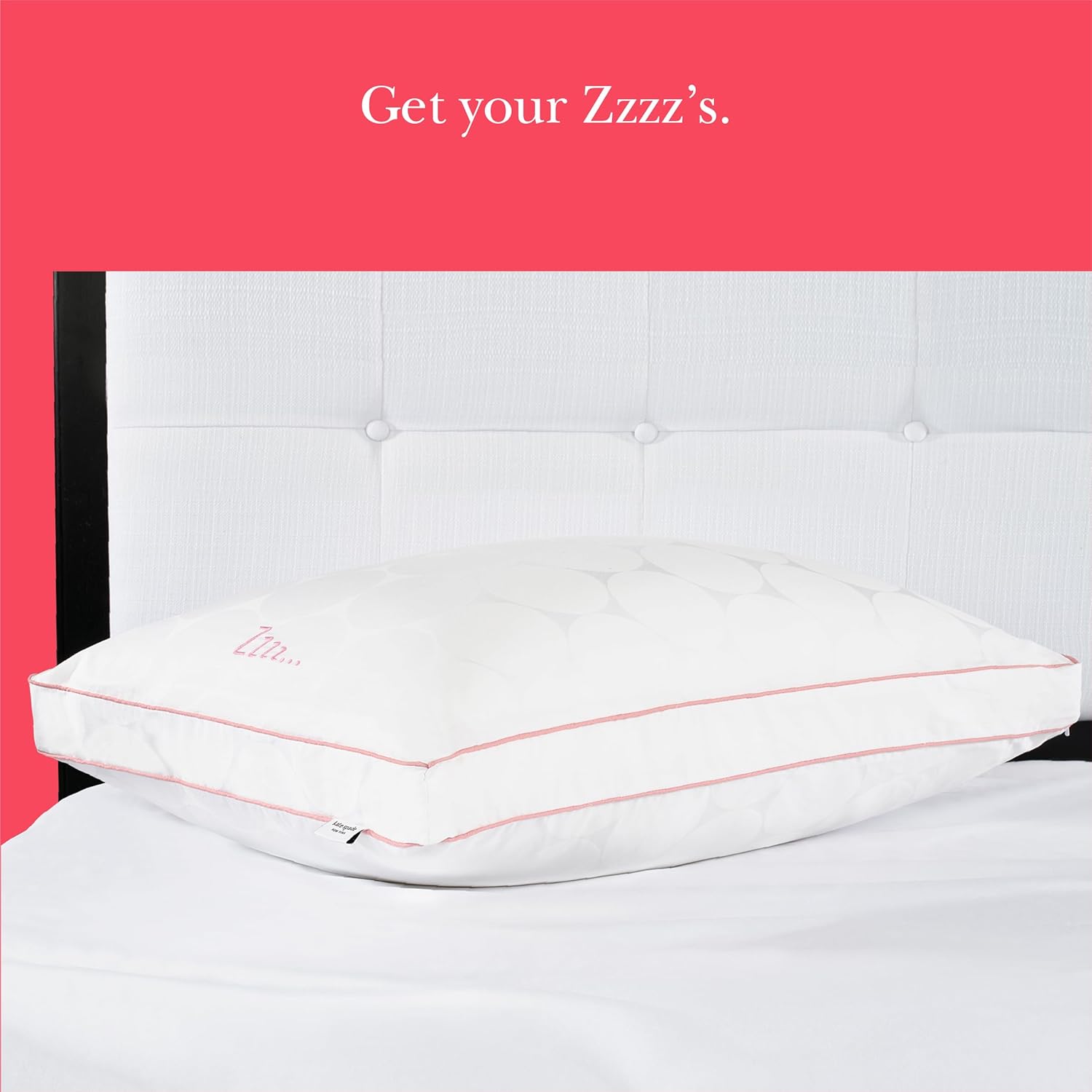 kate spade new york Joy Dot Endless Loft 18" x 36", Medium Firm Pillow with Foam-Core and 2" Gusset for Maximum Support, Best for Back or Side Sleepers, King, White