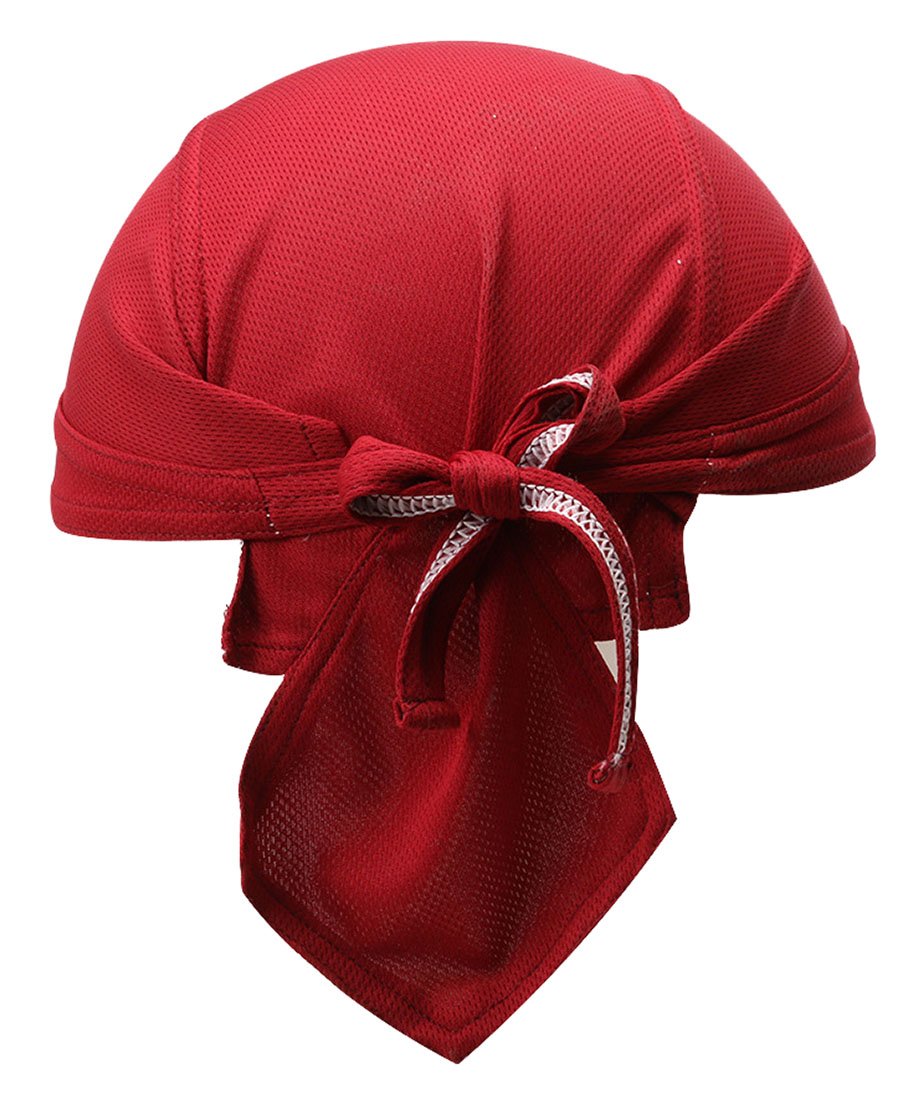 TESOON Outdoor Breathable Wicking Dew Rag Cycling Skull Cap Burgundy