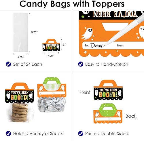 Miniatura 3 de Big Dot of Happiness You've Been Booed - Etiquetas transparentes para bolsas de regalos para fiesta de Halloween fantasma DIY - Bolsas de dulces con