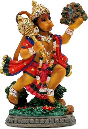 Miniatura 8 de alikiki Estatua hindú de Dios volador Hanuman  5.3 pulgadas de alto, Lord Hanuman, regalo indio perfecto para Diwali, Navratri, Dussehra,
