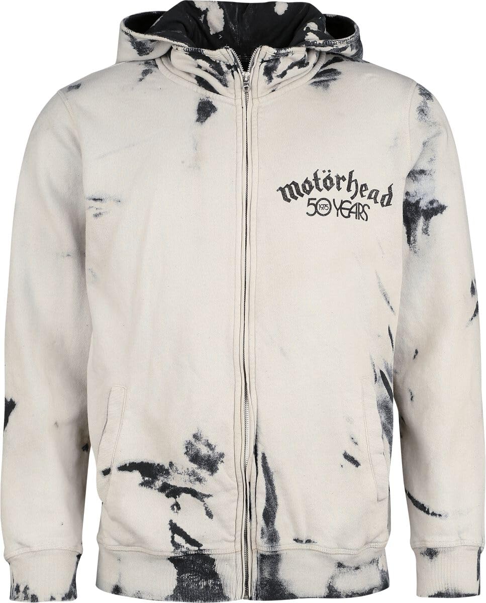 Motörhead Pictures Herren-Sweatshirt, Reißverschluss, Kapuze, Hellgrau, Regular/Standard-Passform