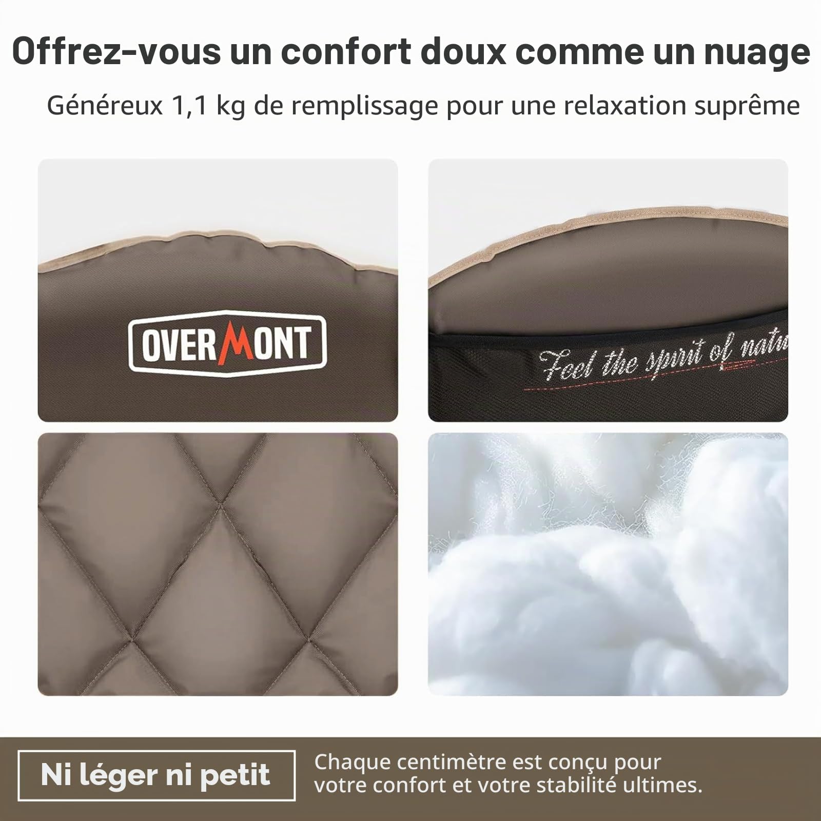 OVERMONT Chaise Pliante Camping Chauffante XL - 3 Niveaux de Chauffage,Assise et Dossier Chauffants Séparément - Charge Max 181 kg,Poltrona Pliable avec Coussin - Pour Extérieur,Intérieur,Camping,Kaki
