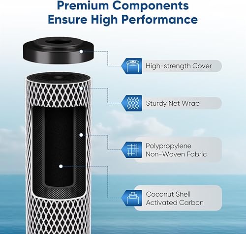 Miniatura 4 de PUREPLUS Cartucho de filtro de agua de sedimentos de carbono CTO para toda la casa de 5 micrones, 20 x 2.5 pulgadas, compatible con C1-20, EP-20,