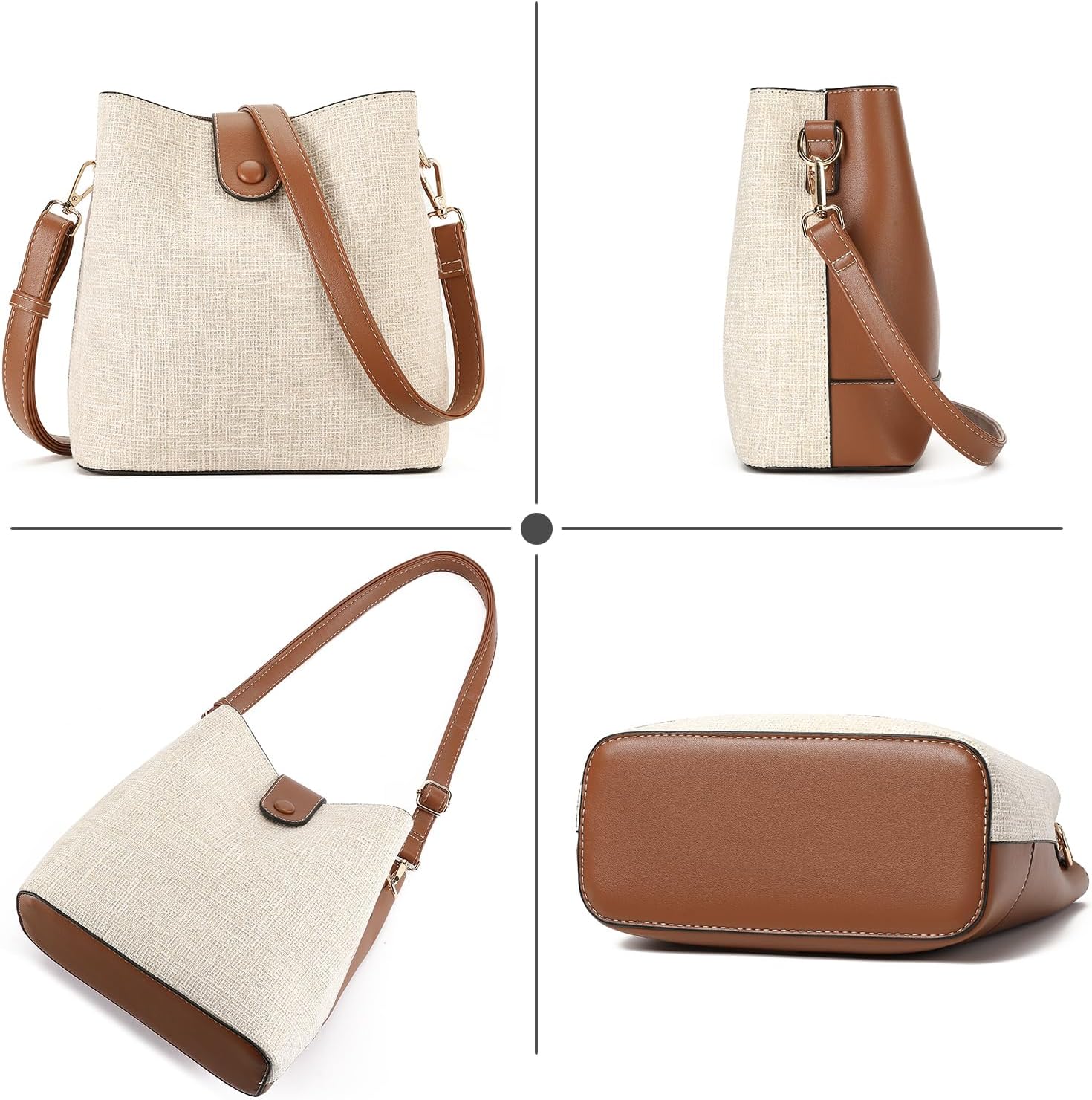 GAEKEAO Crossbody Bag Purses for Women Fabric Bucket Bag Satchel Trendy Handbags with Adjustable Shoulder Strap - Image 6