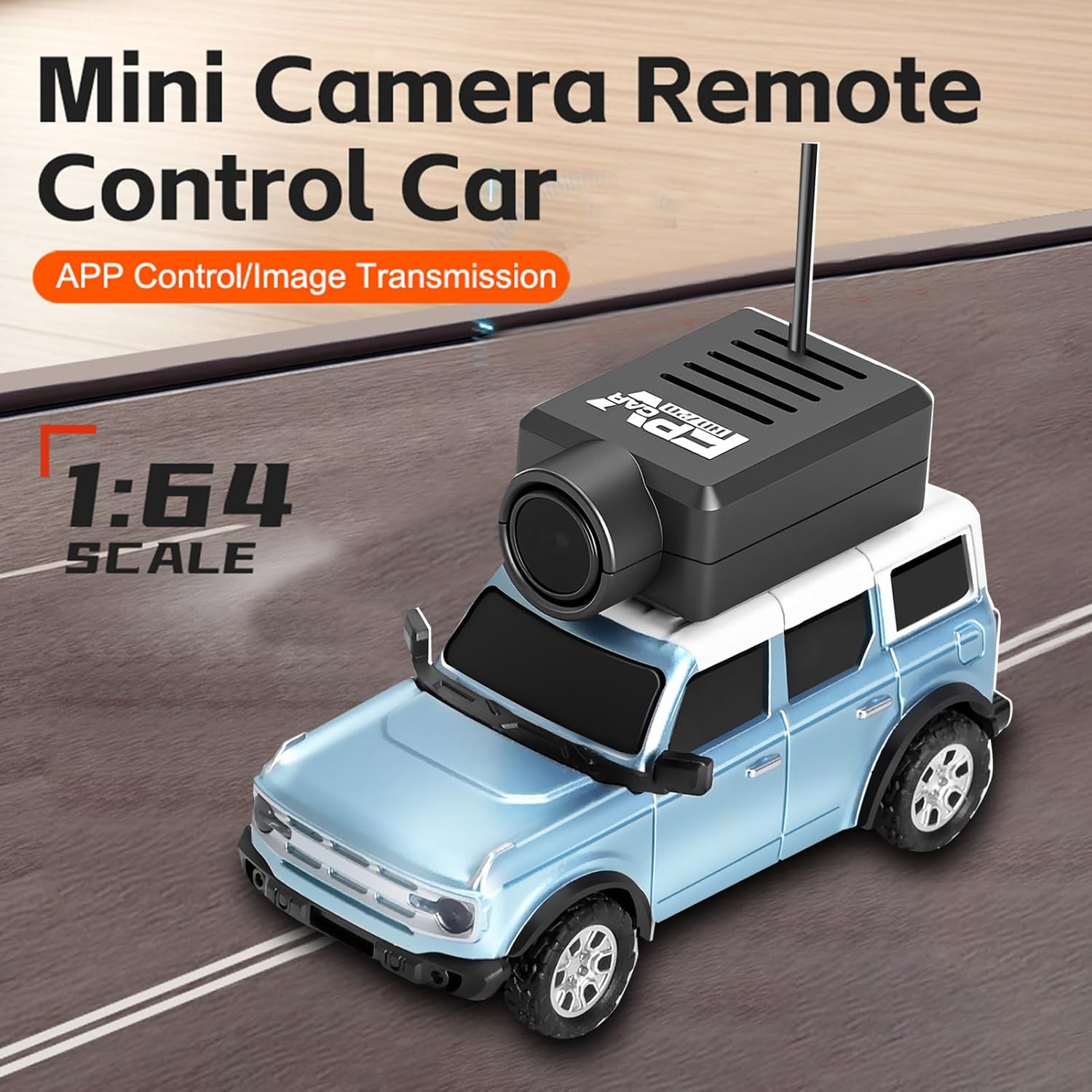 WLtoys 1:64 Mini RC Cars, 2.4G FPV Remote Control Toy Car with 720P HD Camera, Gyro, LED Ambient Light, APP Controlled Drifting Car for Adults (Blue)