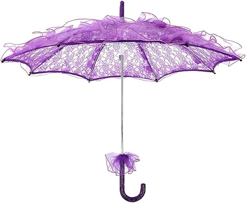 Paraguas de encaje para boda, paraguas de novia, elegante y elegante para accesorios de cabina de fotos (morado)