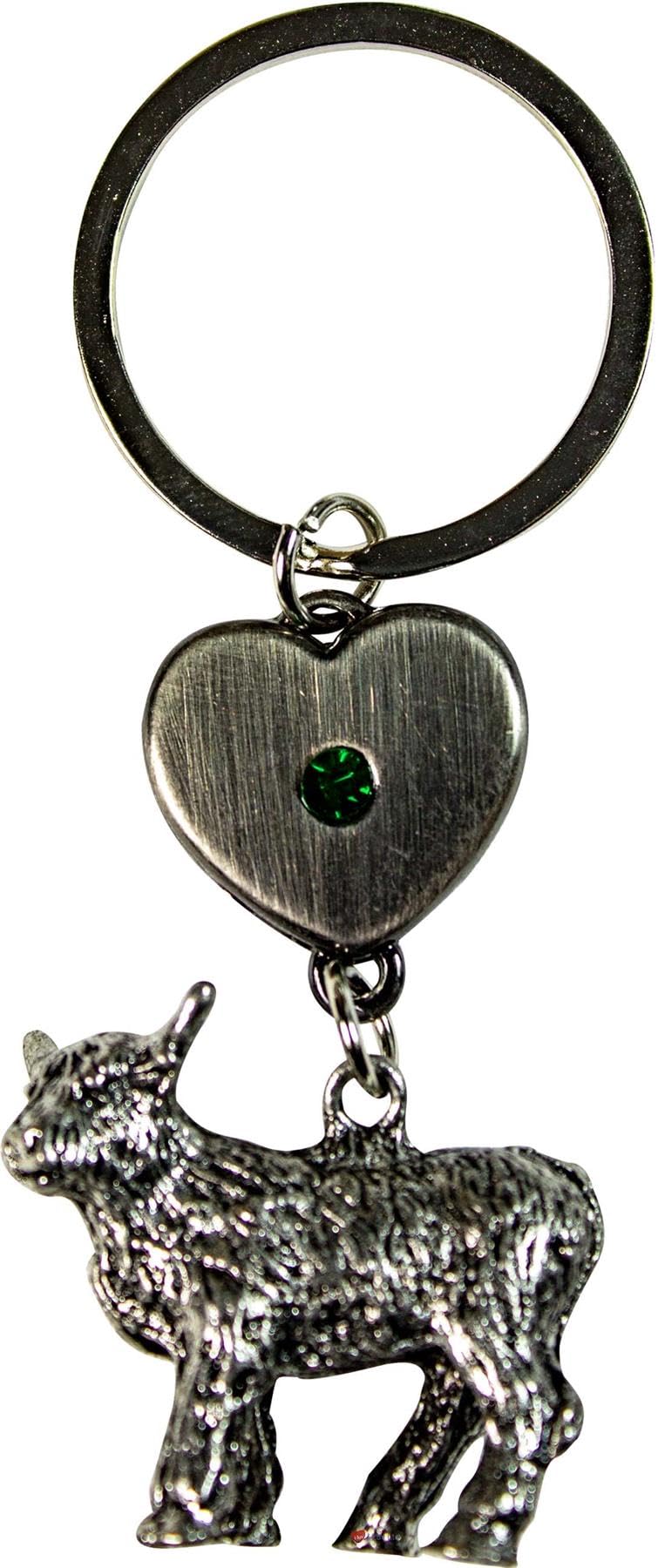 I LUV LTD May Keyring, Scotland Highland Cow Keychain with Birthstones, Scottish Gifts
