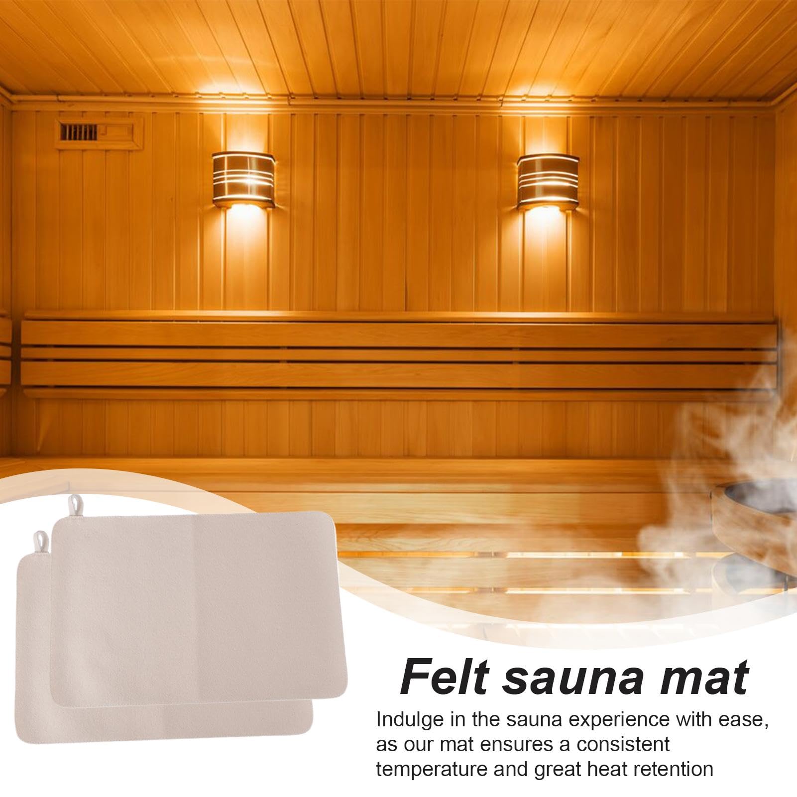 Alfombrilla para Sauna, cojín para Sauna, 2 Alfombrillas de Fieltro Grueso para Sauna, Aislante del Calor, Almohadilla Absorbente de Agua, Accesorio para baño de Vapor, hogar y SPA