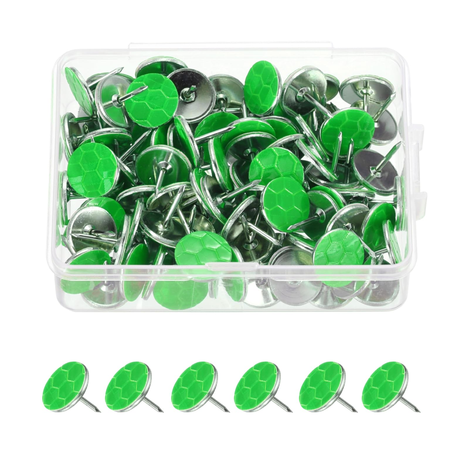 Clavos Reflectantes Evitan Pérdidas en Senderismo Marcadores de Metal Verdes para Caminos