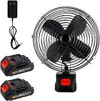 Hivento Ventilador, Bateria 2 * 7500mAh, Diâmetro de 20cm, Potência de 30W, Ângulo Ajustável de 45°, Ventilador Portátil Ideal para Camping, Atividades ao Ar Livre, Pesca e Uso em Veículos