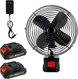 Hivento Ventilador, Bateria 2 * 7500mAh, Diâmetro de 20cm, Potência de 30W, Ângulo Ajustável de 45°, Ventilador Portátil Ideal para Camping, Atividades ao Ar Livre, Pesca e Uso em Veículos