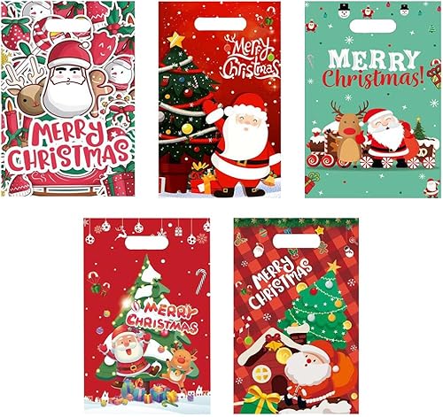 50 bolsas pequeñas de regalo de Navidad con asas, bolsas de plástico para dulces de Navidad, a granel, Papá Noel, árbol de Navidad, muñeco de nieve, 50 bolsas pequeñas de regalo de Navidad con asas, bolsas de plástico para dulces de Navidad, a granel, Papá Noel, árbol de Navidad, muñeco de nieve,
