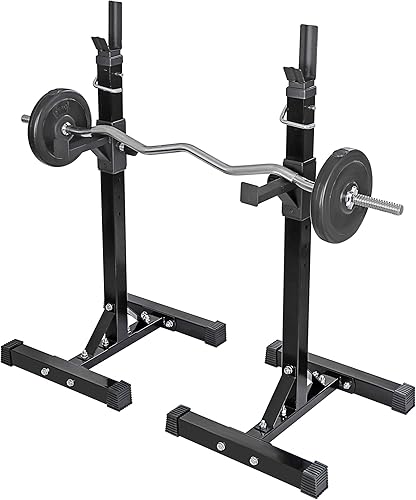 Miniatura 8 de ANT MARCH Par de estantes de mancuernas portátiles profesionales de altura ajustable de 45 a 70 pulgadas, soporte de acero resistente para