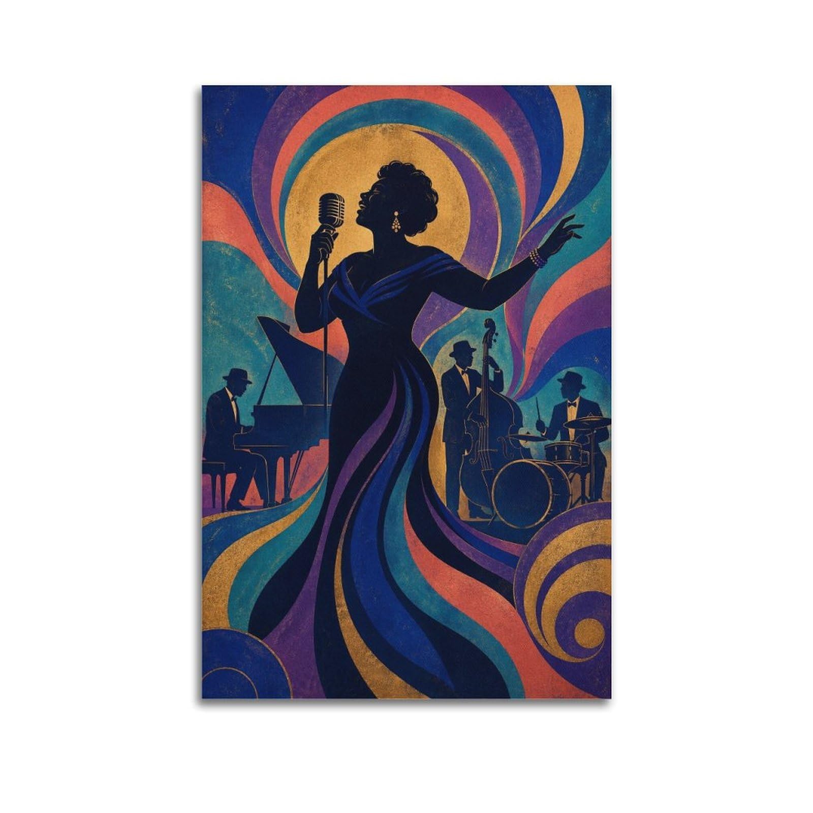 XKUGA Vintage Harlem Soul Music Style Poster Jazz Band Modern Decorative Canvas Prints - Ideal Wall Art for Family, Man Cave, Game Room, Boys & Girls Bedroom 16x24inch(40x60cm)