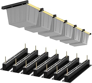6-Bin Garage Ceiling Bin Storage Rack, Connectable Ceiling Tote Rails, 7PC | Hanging Bin Rails, Compatible with Hanging Storage Bins, Bins not Included, for Garages, Sheds, Storerooms