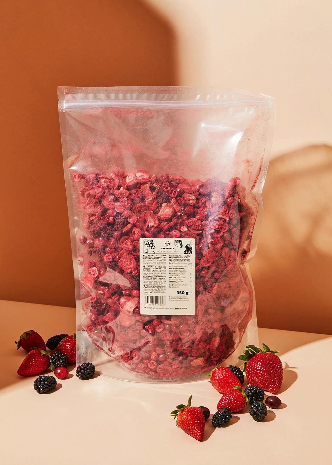 KoRo - Frutti di bosco liofilizzati 350 g - fragole, more e mirtilli rossi - da aggiungere al muesli o nel porridge - 100% frutta