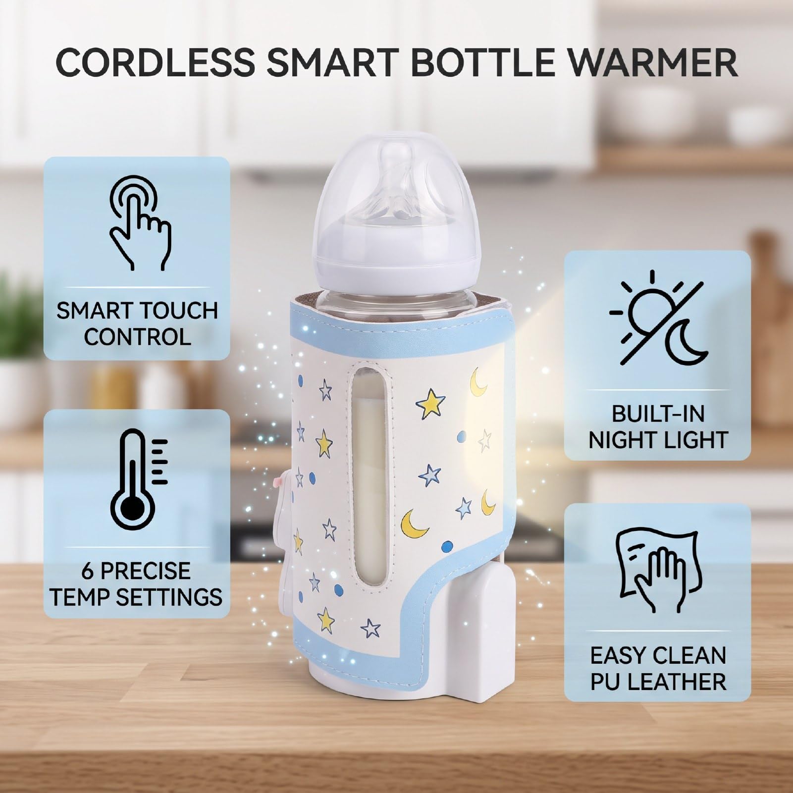 Manica Scaldabiberon Senza Fili, Pannello Touch Screen a 6 Temperature