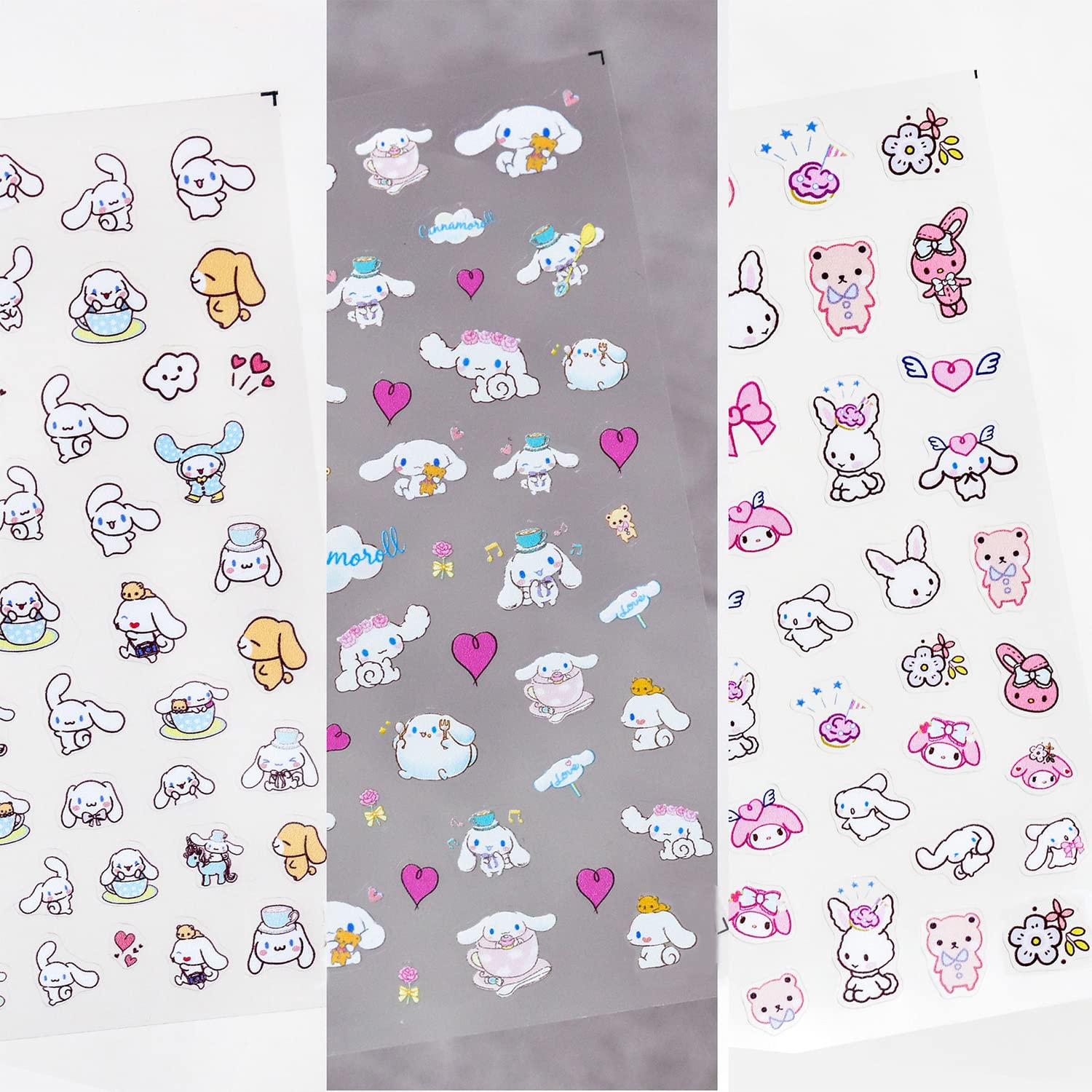 5D Nail Art Stickers Kawaii Self-Adhesive Anime Nail Stickers for Nails Art Design for Women Girls, 3 Sheets Cute Cartoon Nail Art Supplies(Dog)