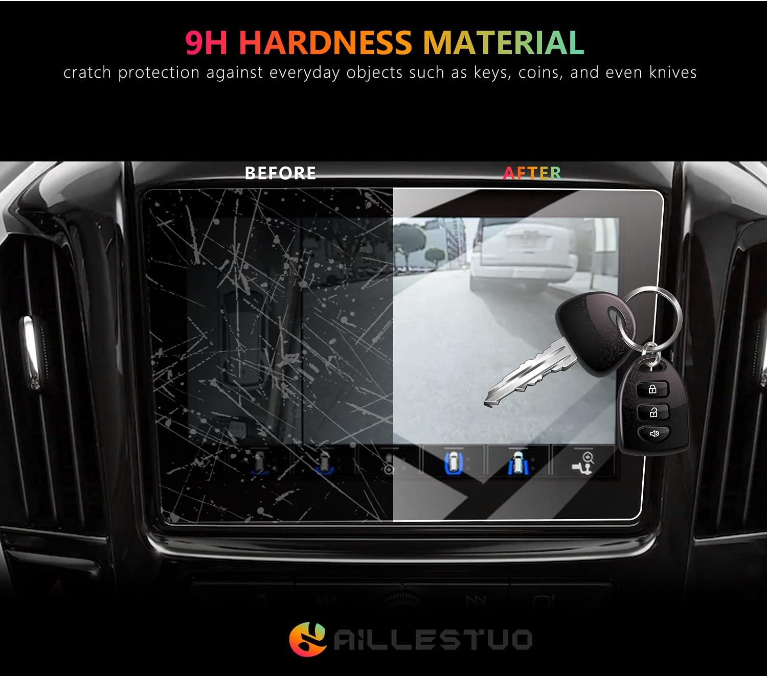 aillestuo screen protector compatible with 2018 2021 chevrolet traverse 8 inch mylink touch screen 9h premium tempered glassprecise cuttingscratch