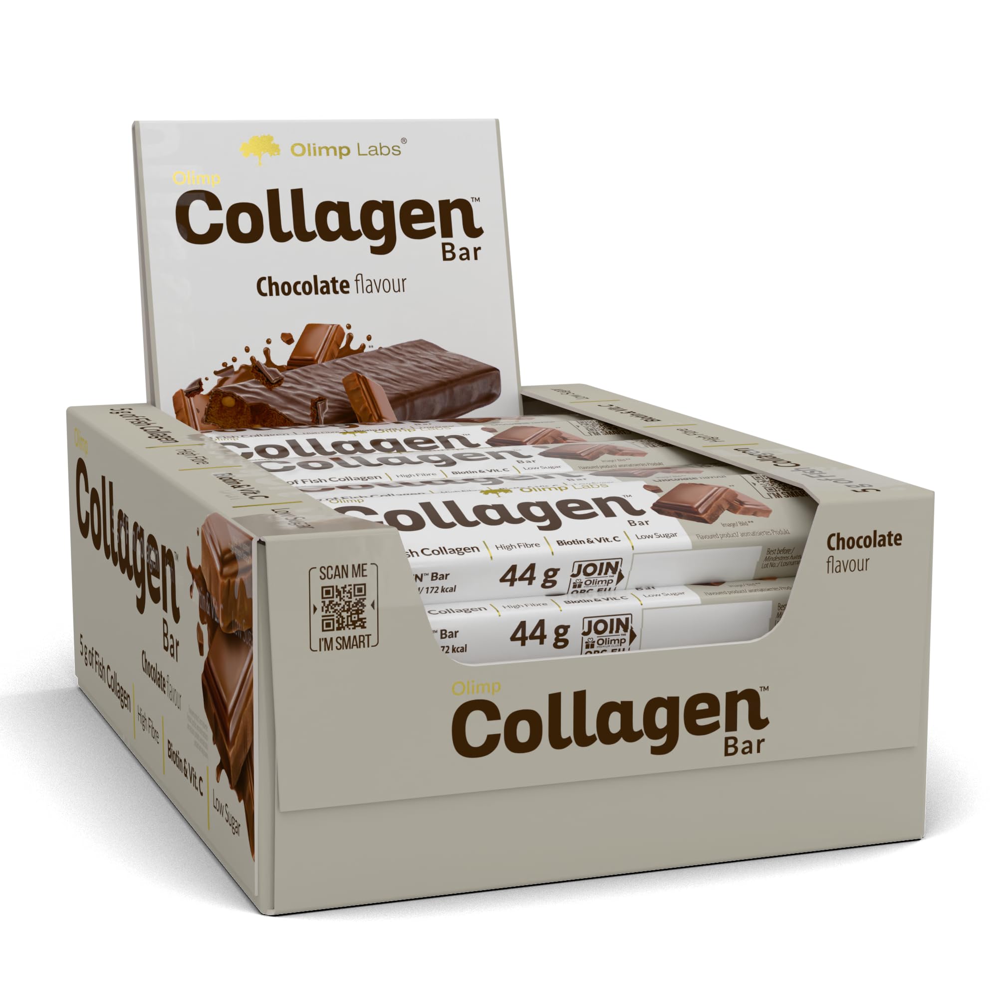 Olimp Proteinriegel - Collagen Bar 25 x 44g Chocolate | Powerbar Riegel