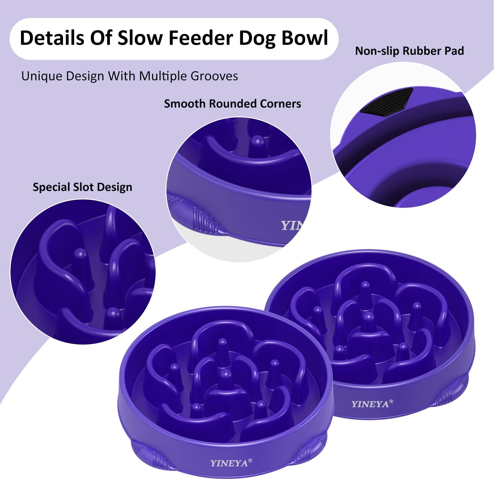 YINEYA Slow Feeder Dog Bowls Large Breed, Dog Slow Feeder Bowl, Pet Puzzle Feeder Bowls - Image 4