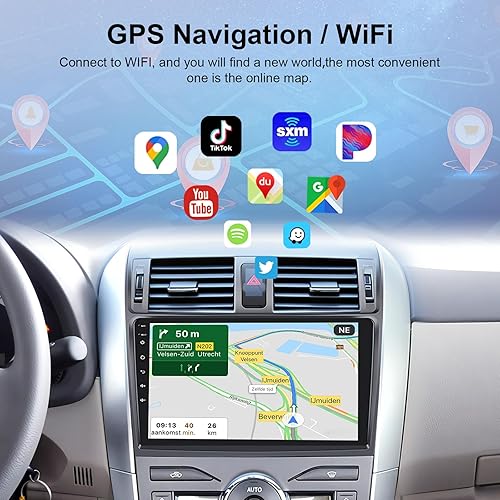 Miniatura 3 de Estéreo inalámbrico para automóvil 2G 32G Android Apple Carplay para Toyota Corolla 2009-2013, Rimoody de 9 pulgadas, pantalla táctil, radio para