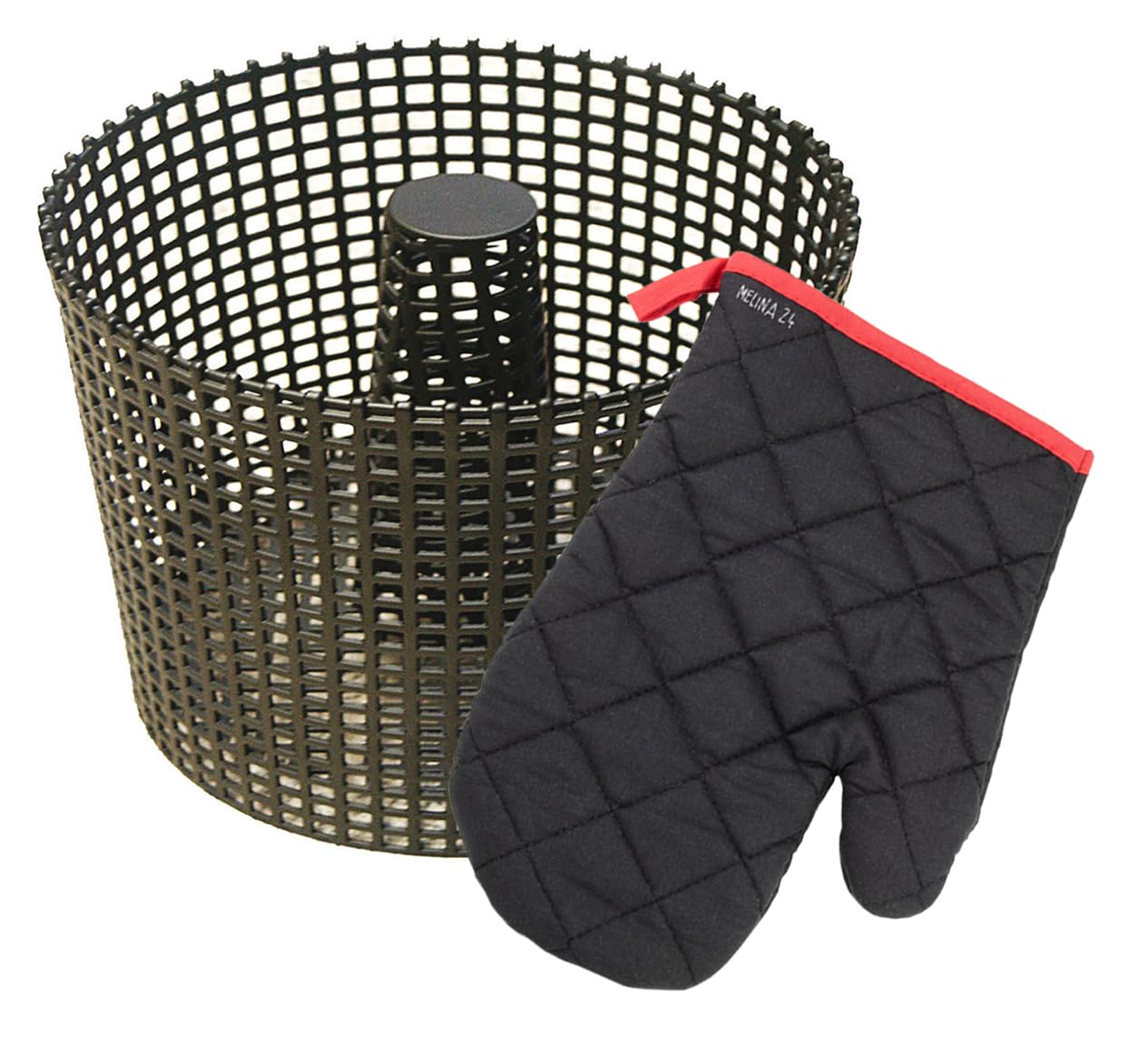 Koszyk na pellet 17 cm kosz na pellet i rękawica kuchenna melina24