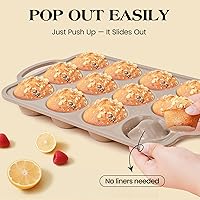 Vista 3 de Vinino 2Pack Silicone Muffin Pans for Baking with Metal Reinforced Frame, 12 Cups Regular Size Nonstick Silicone Cupcake Pan, BPA Free Oven