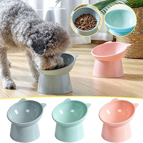 Miniatura 5 de Cuenco elevado inclinado para gatos  Cuencos para gatos aptos para bigotes anti vómitos cuencos inclinados para alimentación de gatos, lindo cuenco