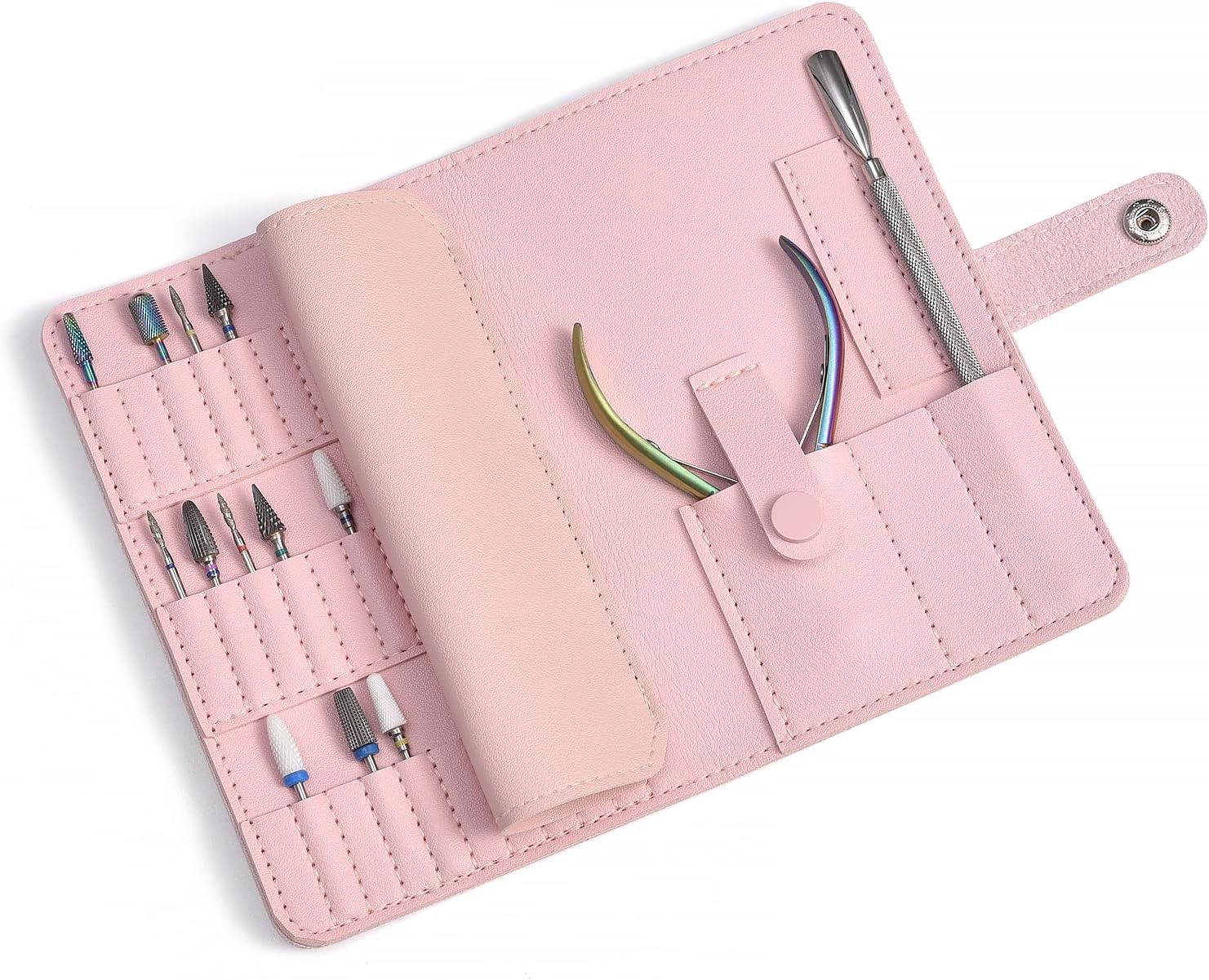 Nail Drill Bits Holder Nail Drill Bit Storage Organizer Nail Bits Displayer Organizer Container 37 Holes Compact Storage Wallet for Manicure Tools (Not Include Drill Bits)