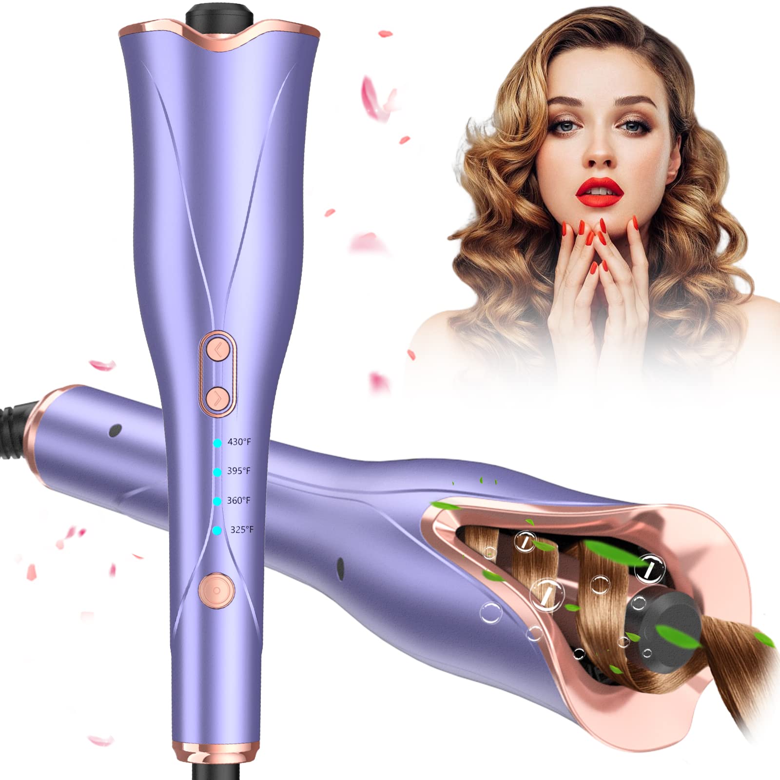 Automatic Curling Iron, Auto Hair Curler Wand with 4 Temp Up to 430