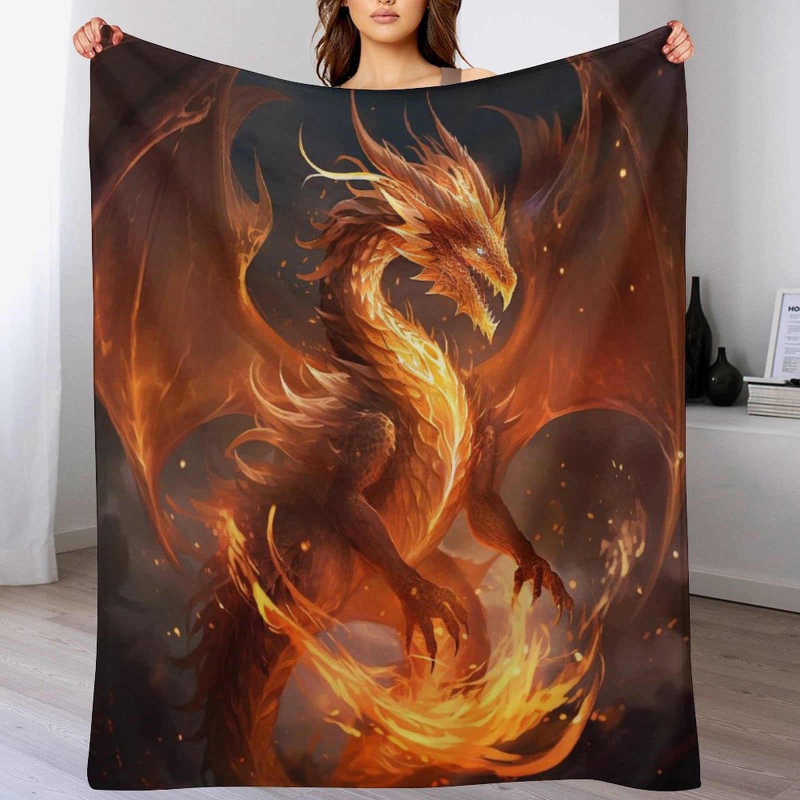 Couverture polaire dragon chaude et épaisse contre le froid pour canapé et lit 130x180